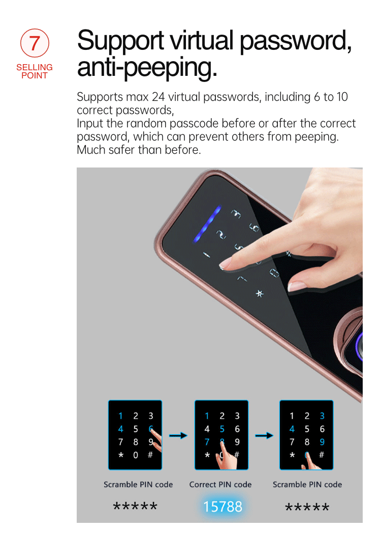 Smart Mortise Door Lock - Fingerprint, Password, Mechanical Key, Card, APP, Bluetooth/WiFi  TAML20