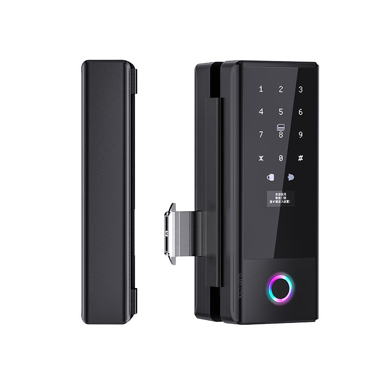 Smart Glass Door Lock - Fingerprint Password Card APP Wifi / Bluetooth Mechanical Key Smart Lock for Glass Doors  TAGL05