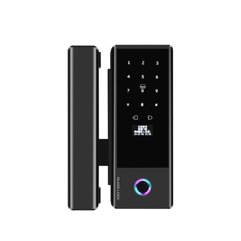 Smart Glass Door Lock - Fingerprint Password Card APP Wifi / Bluetooth Mechanical Key Smart Lock for Glass Doors  TAGL05