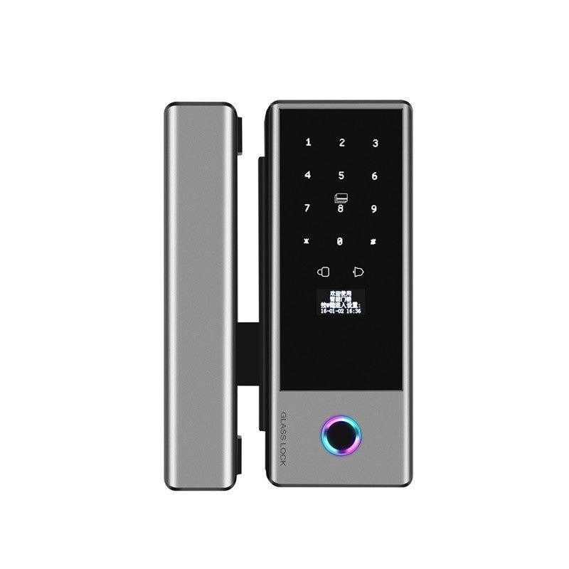 Smart Glass Door Lock - Fingerprint Password Card APP Wifi / Bluetooth Mechanical Key Smart Lock for Glass Doors  TAGL05