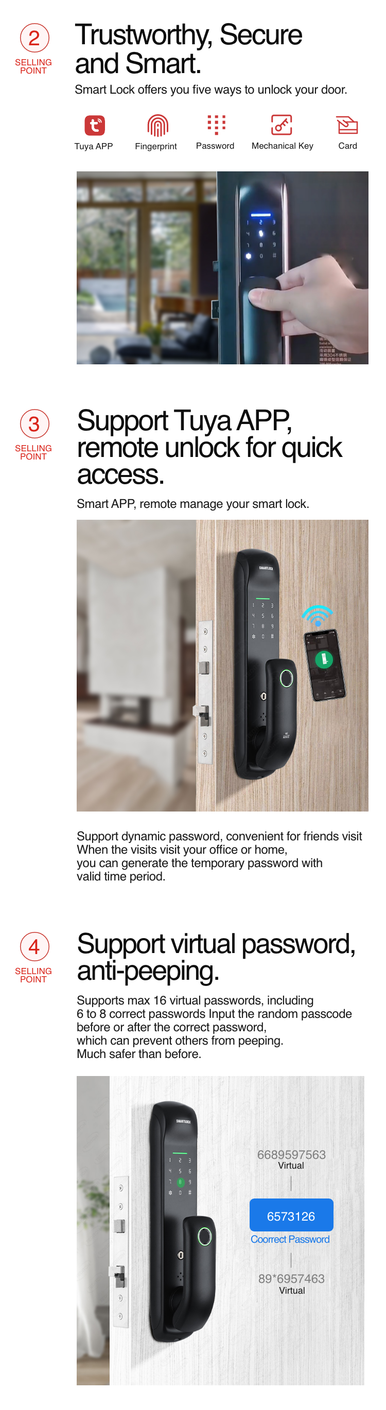 Smart Mortise Door Lock -  Fingerprint, Password, Mechanical Key, Card, APP, Bluetooth/WiFi Smart Lock  TAML19