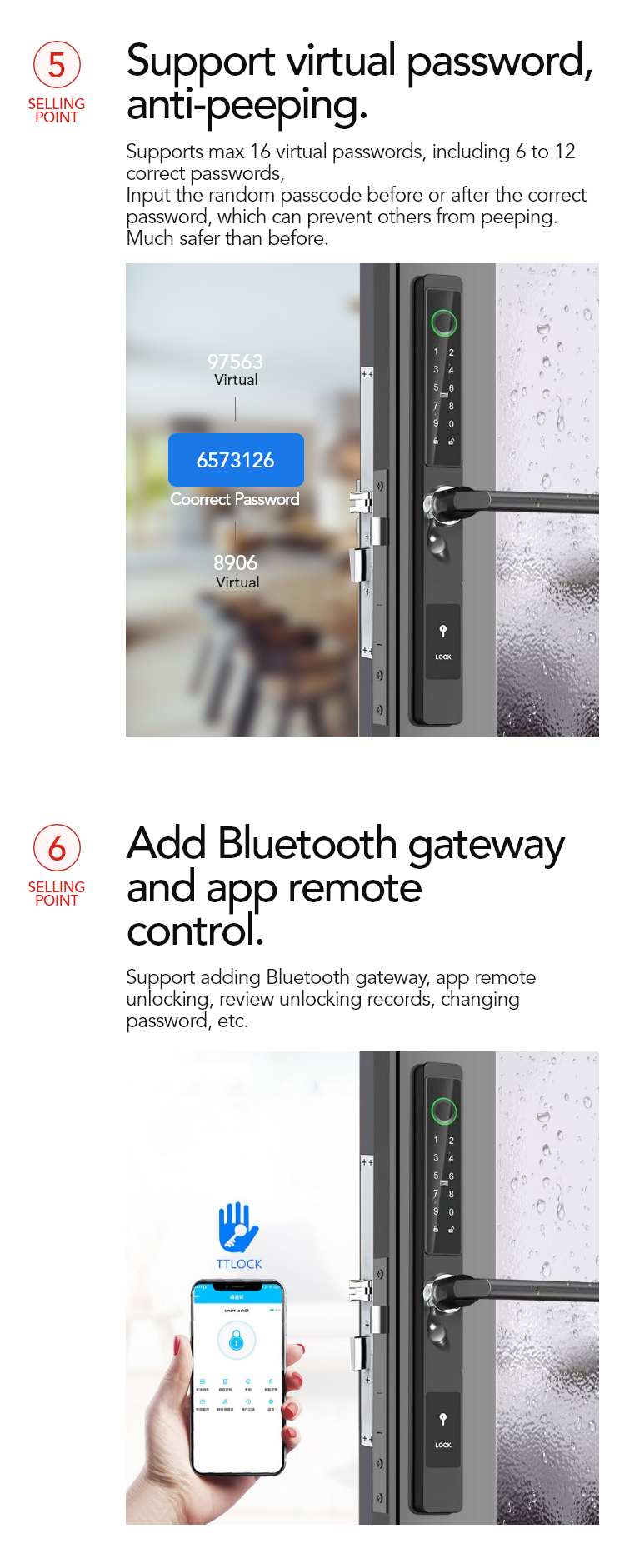 Smart Mortise Door Lock Waterproof - Fingerprint, Password, Mechanical Key, Card, APP, Bluetooth/WiFi  TAML22