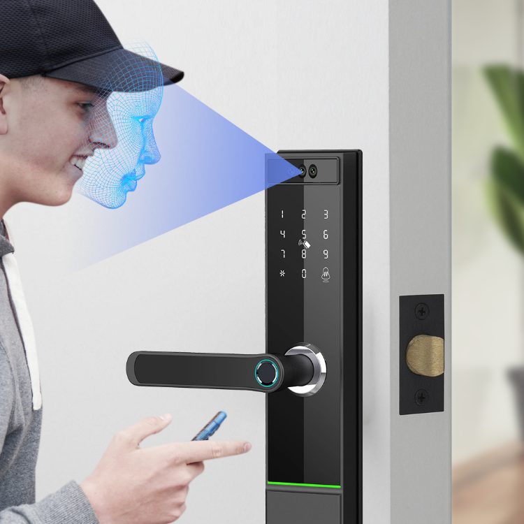 Smart Mortise Door Lock with Camera - Face Recognition, Fingerprint, Password, Mechanical Key, Card, APP, Bluetooth/WiFi  TALC10