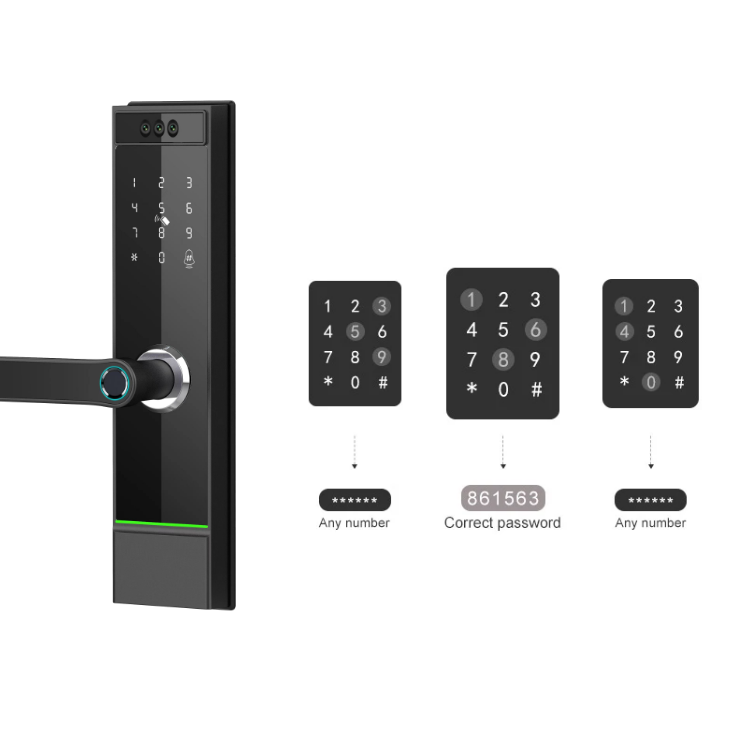 Smart Mortise Door Lock with Camera - Face Recognition, Fingerprint, Password, Mechanical Key, Card, APP, Bluetooth/WiFi  TALC10