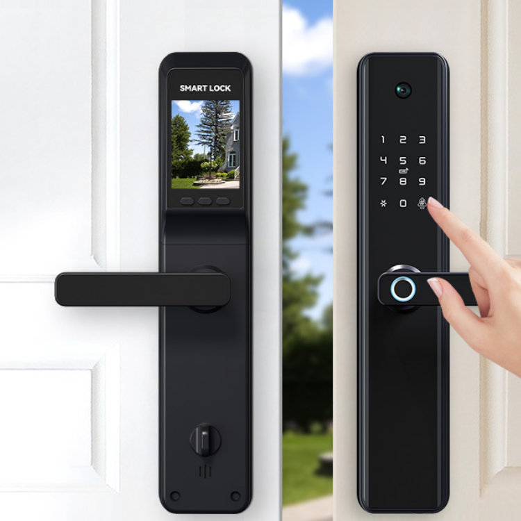 Smart Mortise Door Lock with Camera - Fingerprint, Password, Mechanical Key, Card, APP, Bluetooth/WiFi TALC03