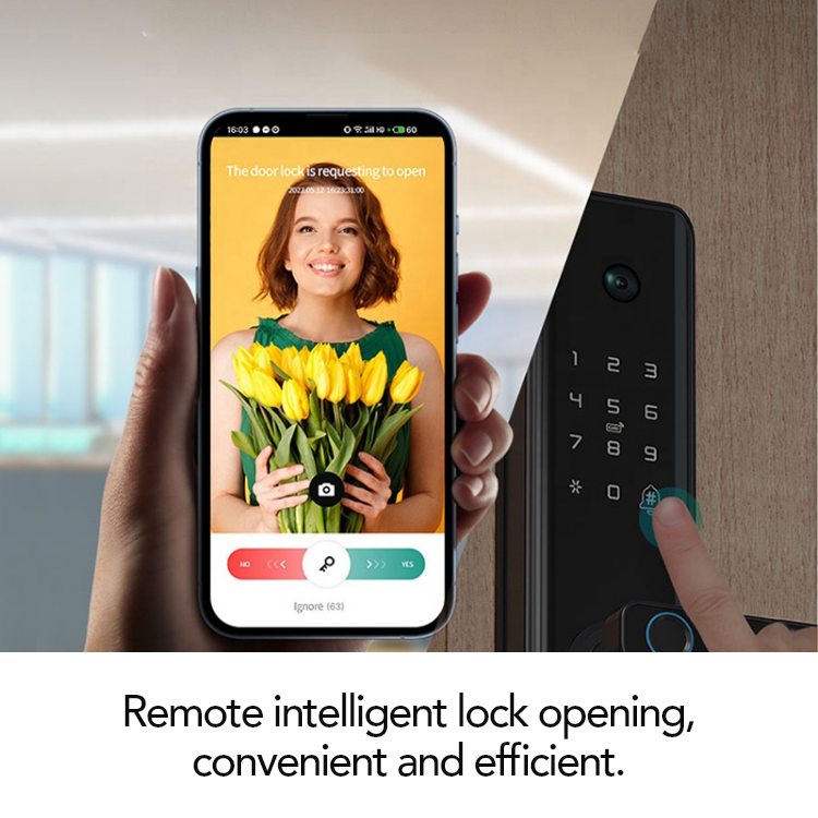 Smart Mortise Door Lock with Camera - Fingerprint, Password, Mechanical Key, Card, APP, Bluetooth/WiFi TALC03