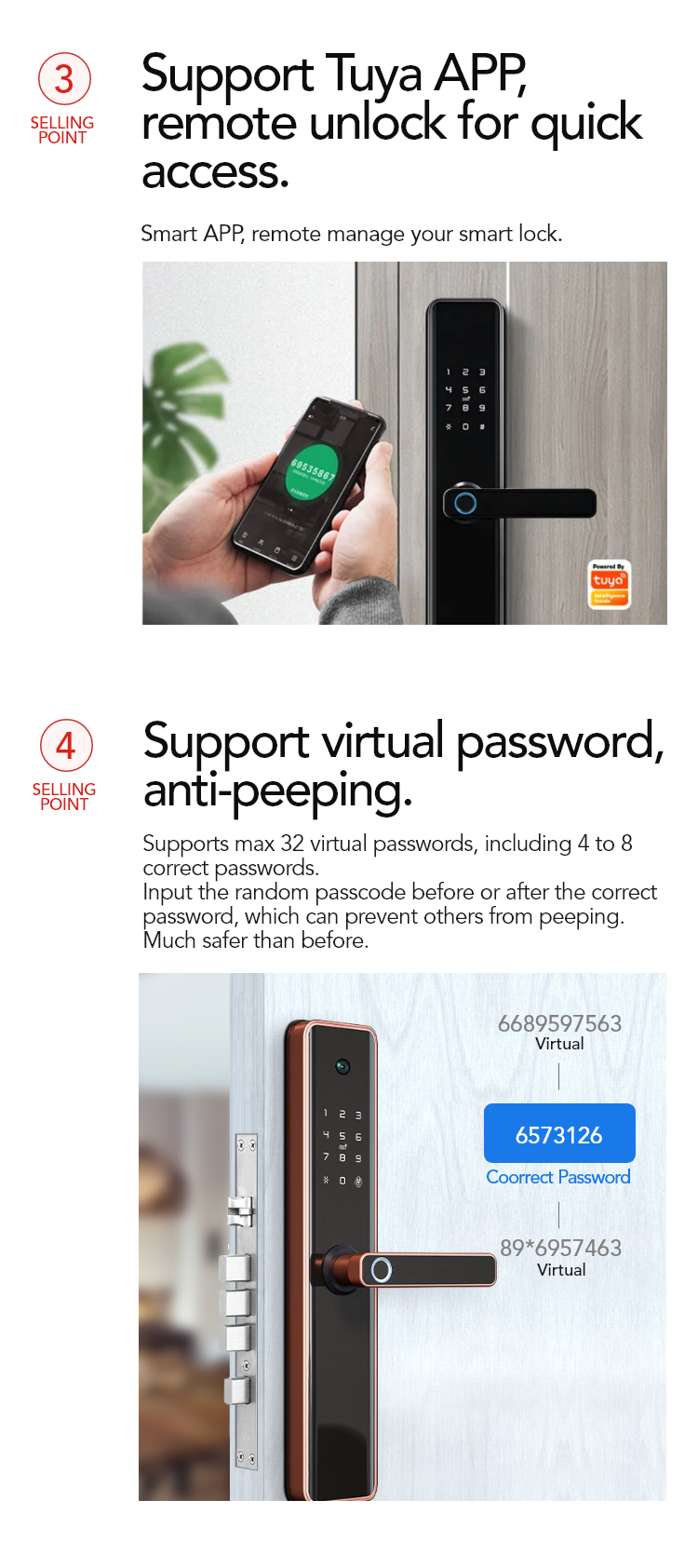 Smart Mortise Door Lock with Camera - Fingerprint, Password, Mechanical Key, Card, APP, Bluetooth/WiFi TALC03