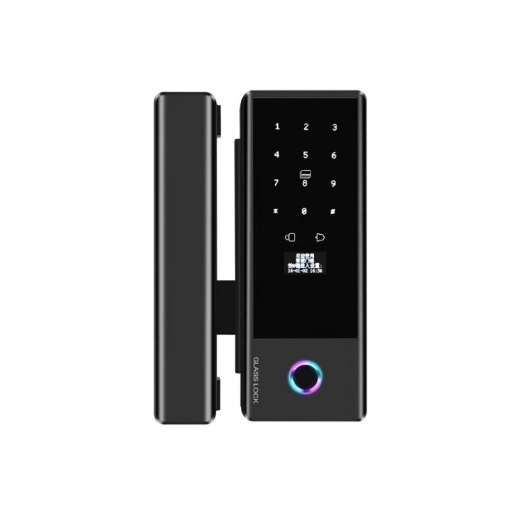 Smart Glass Door Lock - Fingerprint Password Card APP Wifi / Bluetooth Mechanical Key Smart Lock for Glass Doors  TAGL05