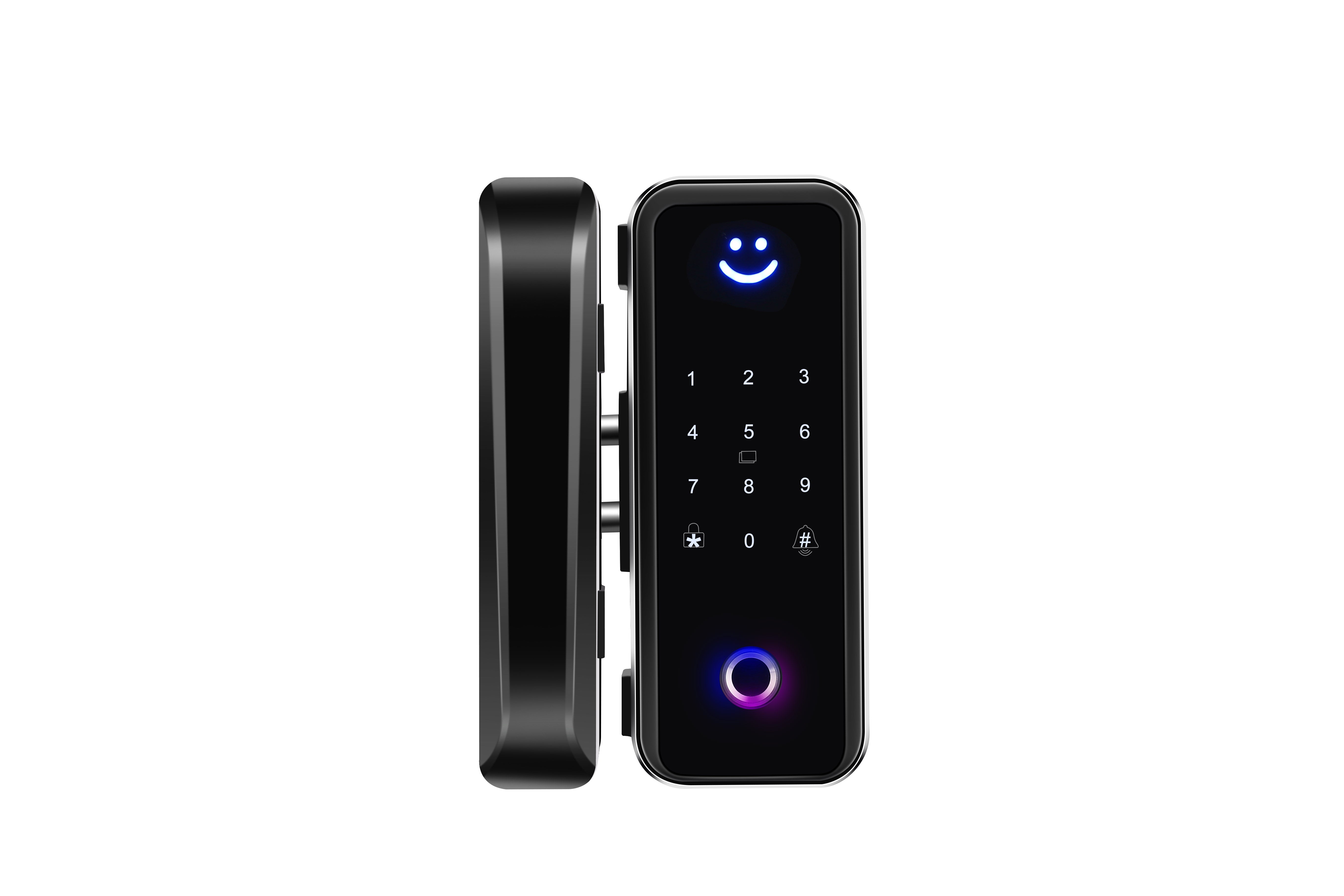 Smart Glass Door Lock - Fingerprint Password Card APP Wifi / Bluetooth Mechanical Key Smart Lock for Glass Doors  TAGL06