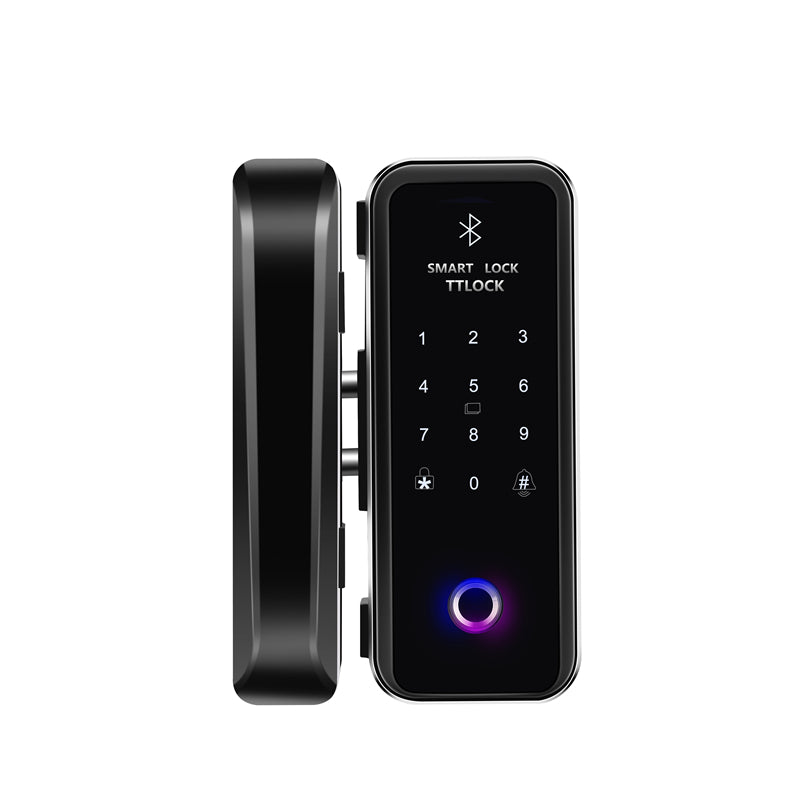 Smart Glass Door Lock - Fingerprint Password Card APP Wifi / Bluetooth Mechanical Key Smart Lock for Glass Doors  TAGL06