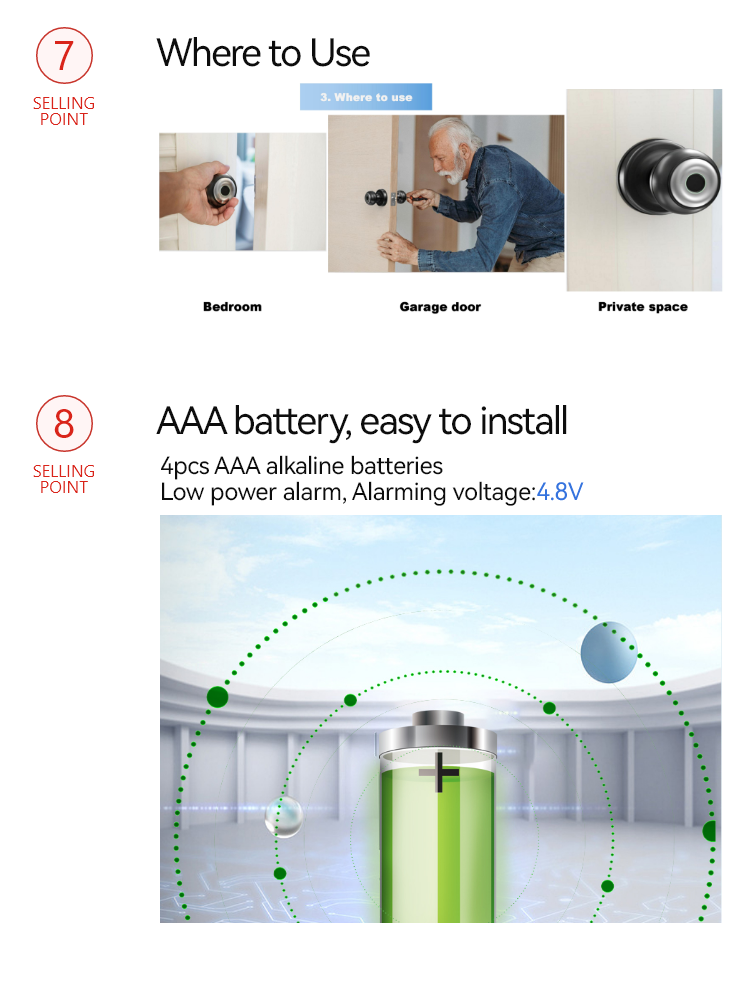 Smart Door Knob  - Fingerprint APP Mechanical Key  - SLK1