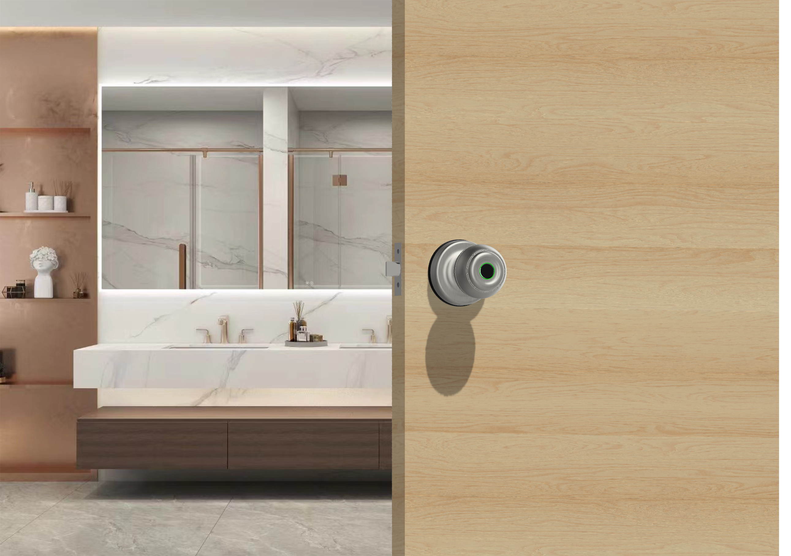 Smart Door Knob  - Fingerprint APP Mechanical Key  - SLK1